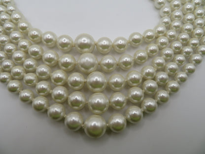 Vintage Chunky 5-Strand Pearl Collar Necklace