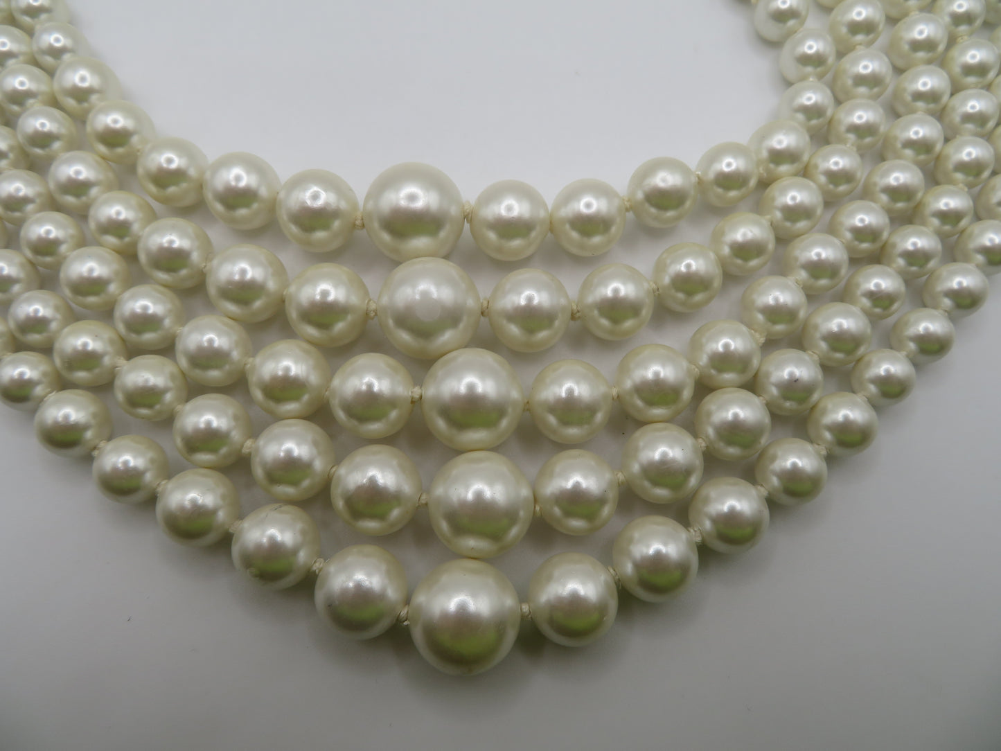 Vintage Chunky 5-Strand Pearl Collar Necklace