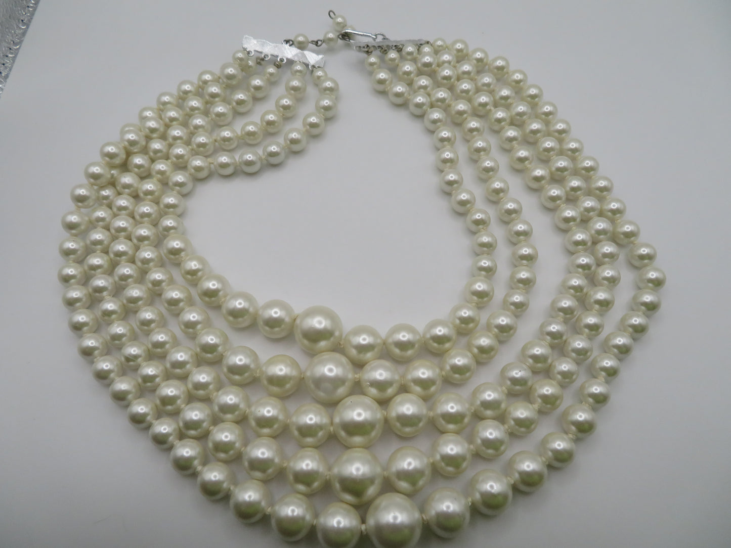 Vintage Chunky 5-Strand Pearl Collar Necklace