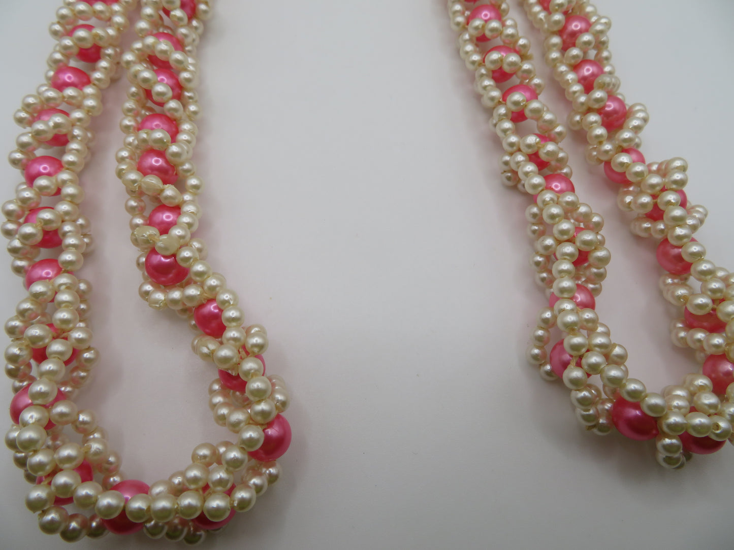 Vintage Chunky Pink Pearl Woven Necklace