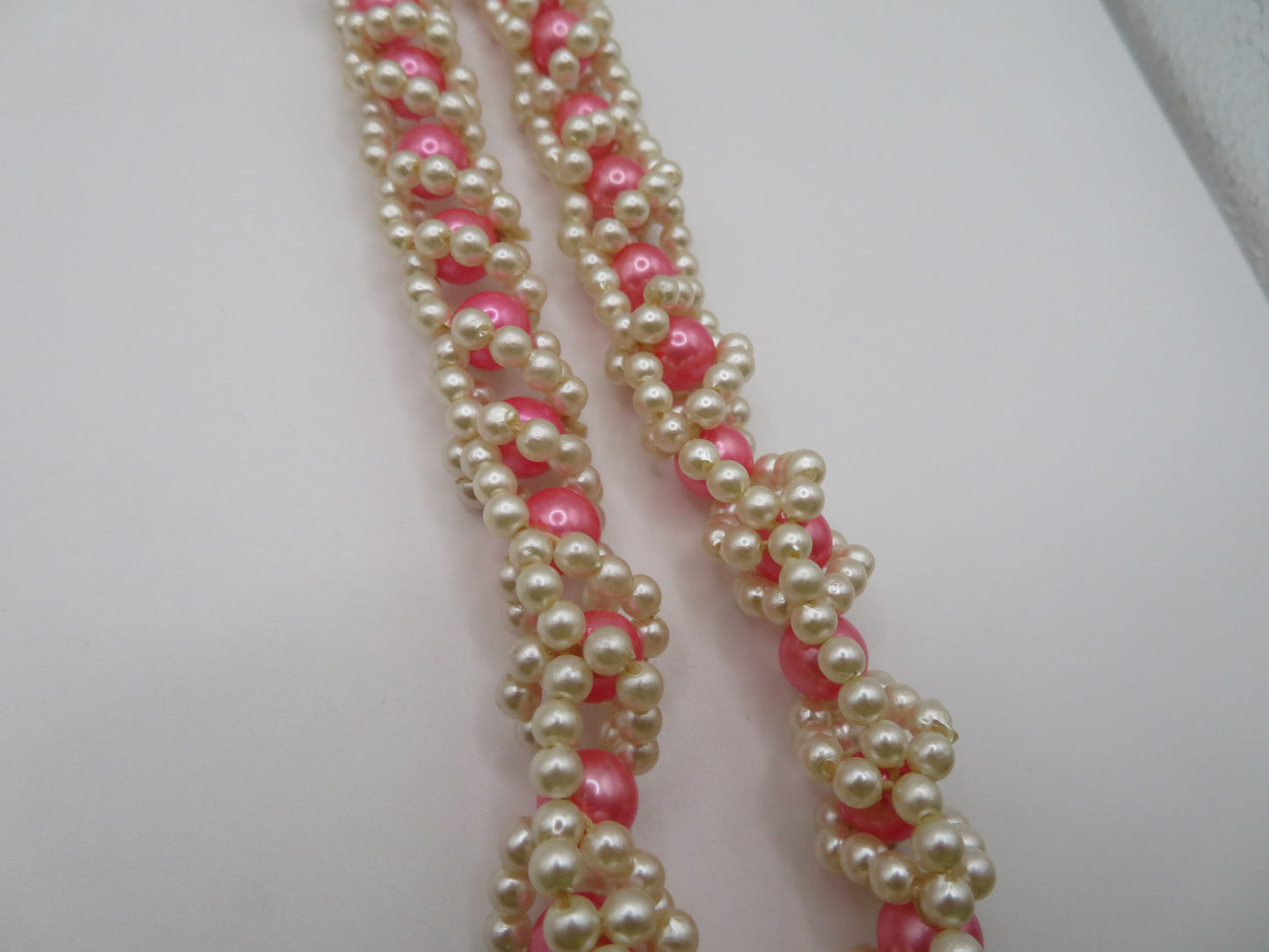 Vintage Chunky Pink Pearl Woven Necklace