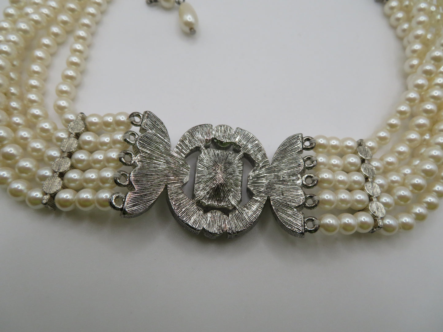 Vintage Decadent Princess 5-Strand Pearl Crystal Choker