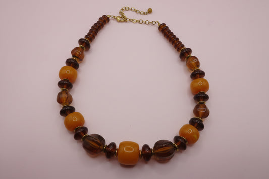 Vintage Chunky Amber Resin Beaded Necklace
