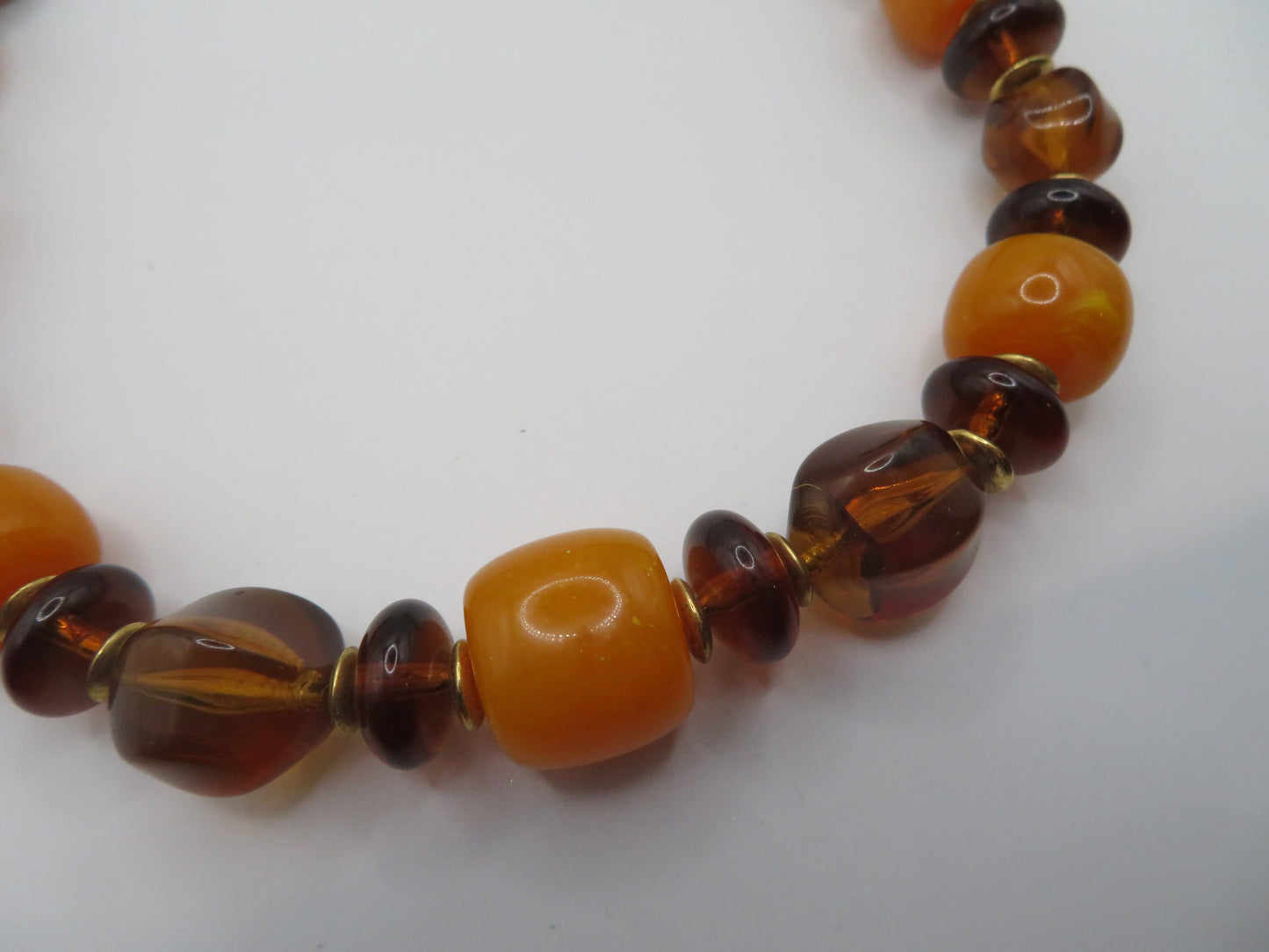 Vintage Chunky Amber Resin Beaded Necklace