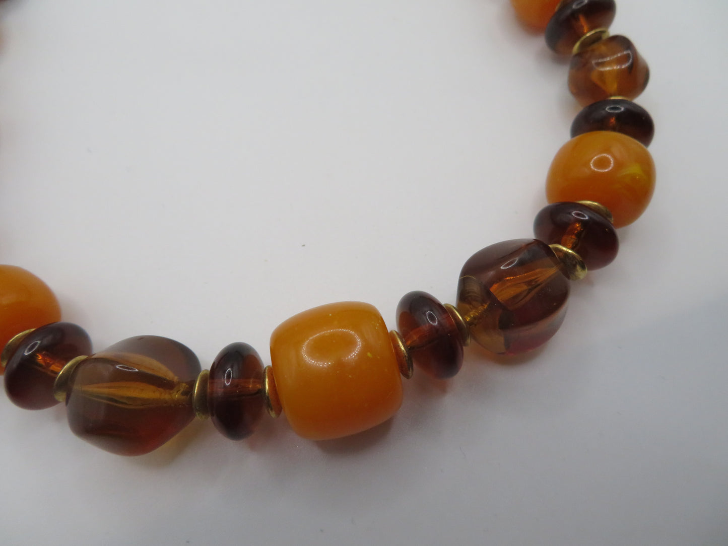 Vintage Chunky Amber Resin Beaded Necklace