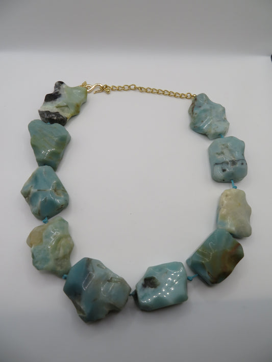 Vintage Kenneth Jay Lane Amazonite Nugget Beaded Necklace