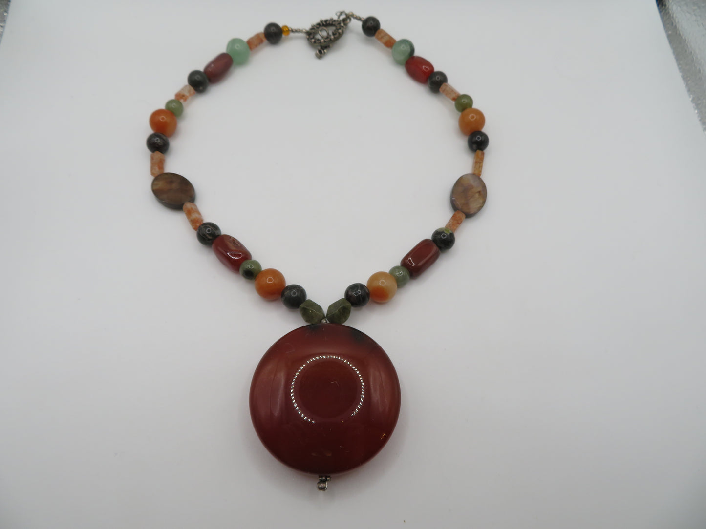 Vintage Carnelian Mixed Stone Pendant Necklace