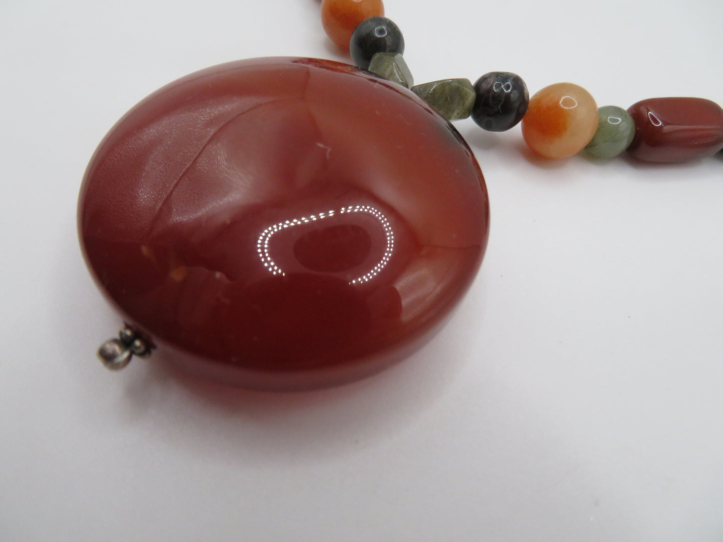 Vintage Carnelian Mixed Stone Pendant Necklace