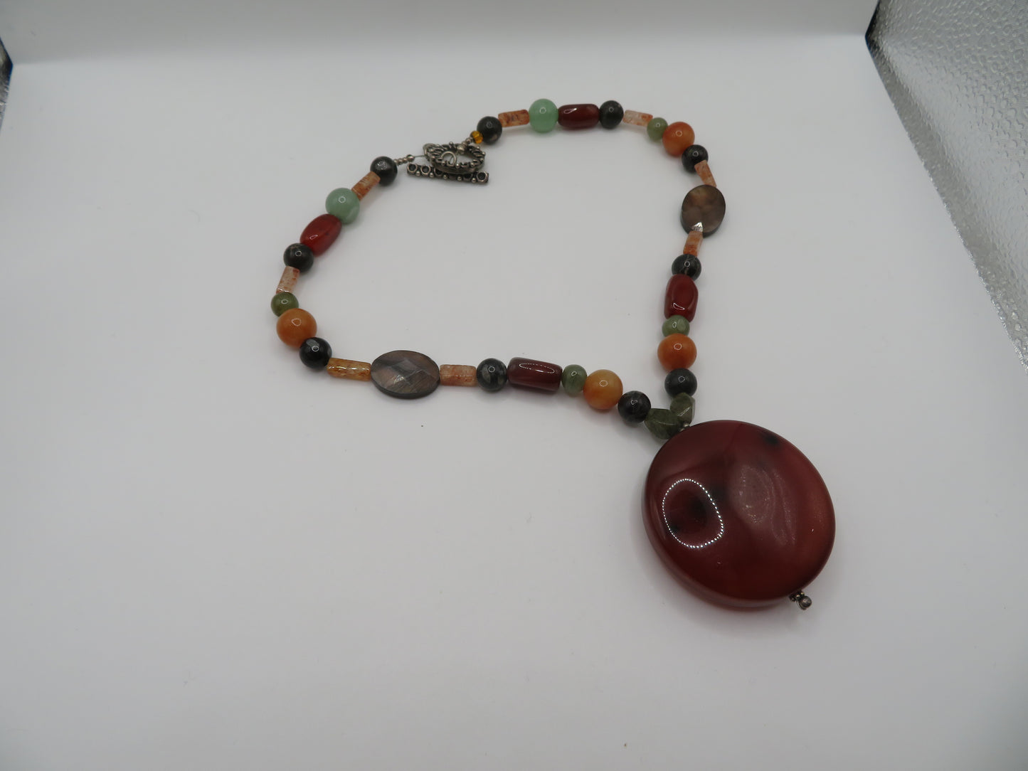 Vintage Carnelian Mixed Stone Pendant Necklace