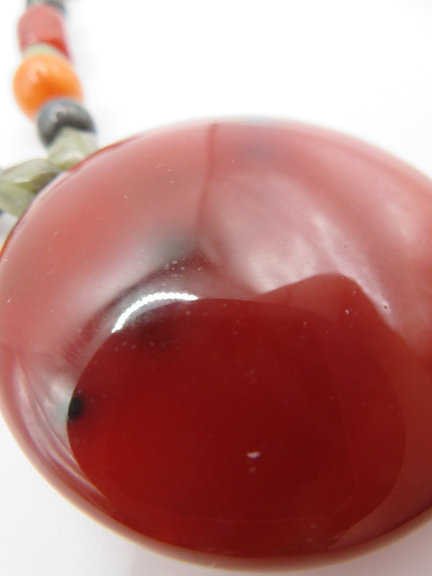 Vintage Carnelian Mixed Stone Pendant Necklace