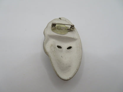 Vintage Whimsical Glitter Venetian Masked Lady Brooch