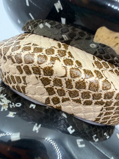Vintage Snakeskin & Abstract Black Chunky Bangle Set - 3 Unique Bangles
