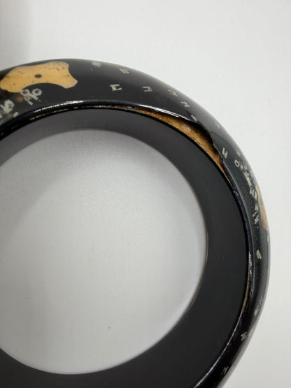 Vintage Snakeskin & Abstract Black Chunky Bangle Set - 3 Unique Bangles