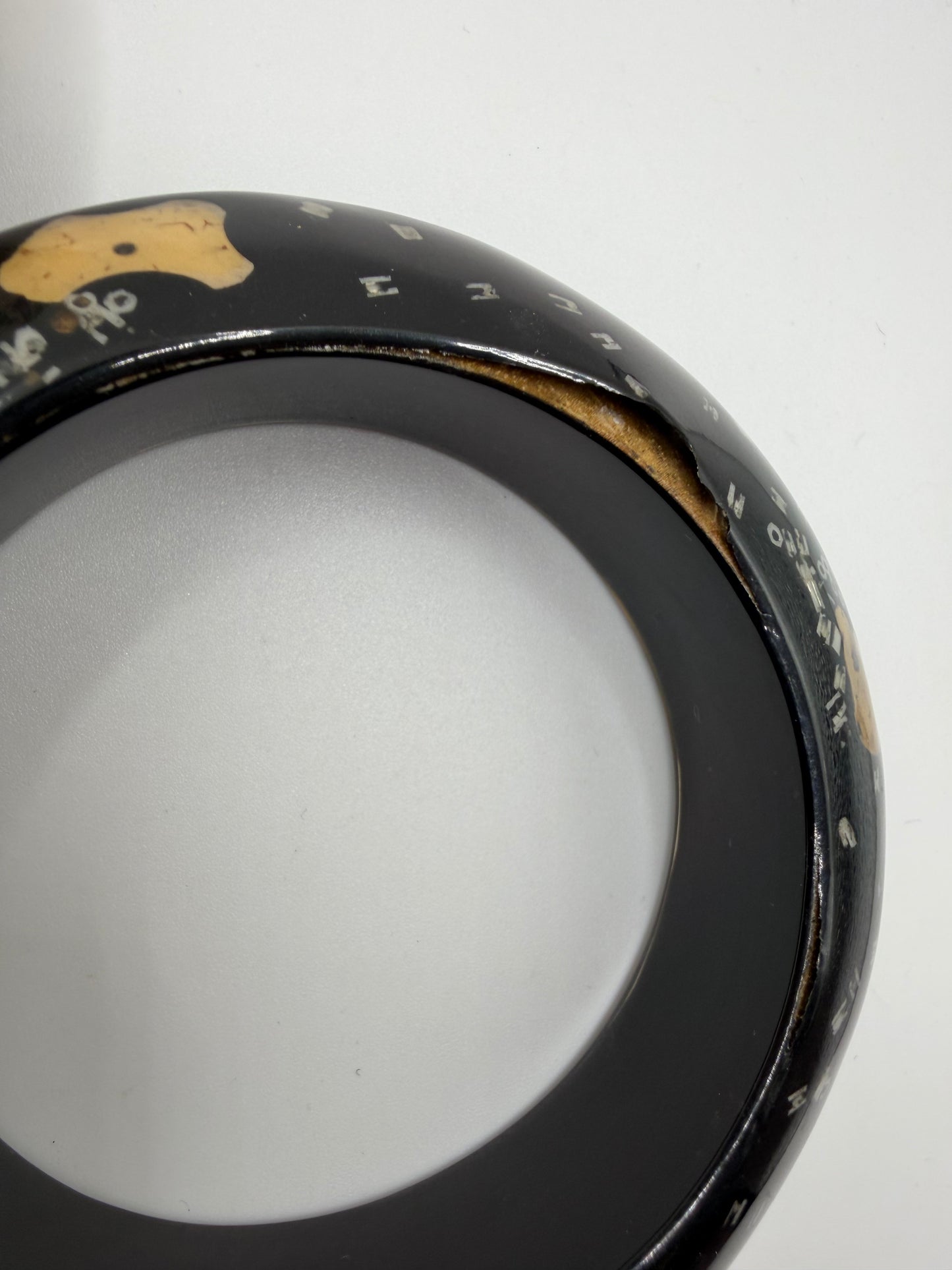 Vintage Snakeskin & Abstract Black Chunky Bangle Set - 3 Unique Bangles