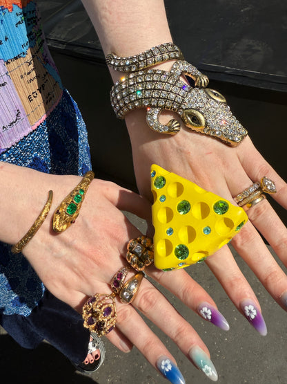 Iris Apfel's Vintage Documented Monumental Alligator Bracelet