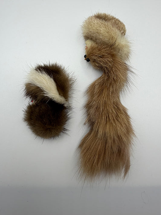 Vintage Furry Lady Faces Brooch Set - 2 Unique Brooches