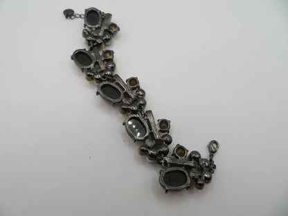 Vintage Golden Caramel Cabochon Rhinestone Necklace & Bracelet Set
