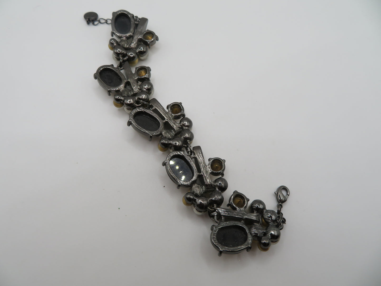 Vintage Golden Caramel Cabochon Rhinestone Necklace & Bracelet Set