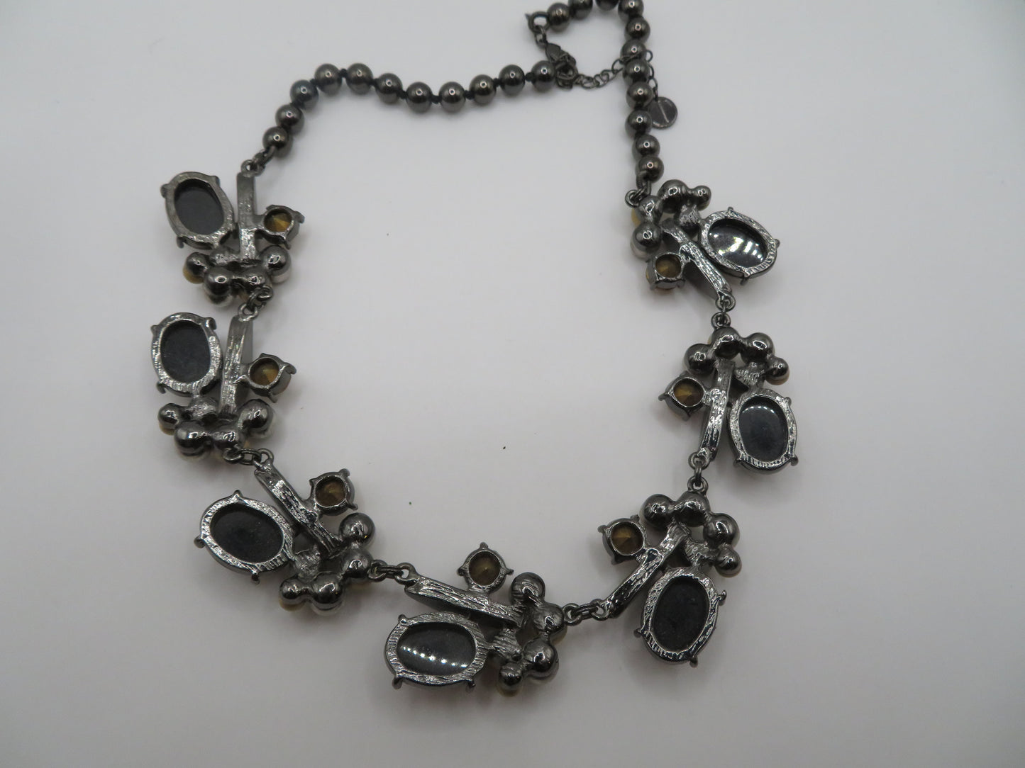 Vintage Golden Caramel Cabochon Rhinestone Necklace & Bracelet Set
