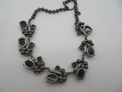 Vintage Golden Caramel Cabochon Rhinestone Necklace & Bracelet Set