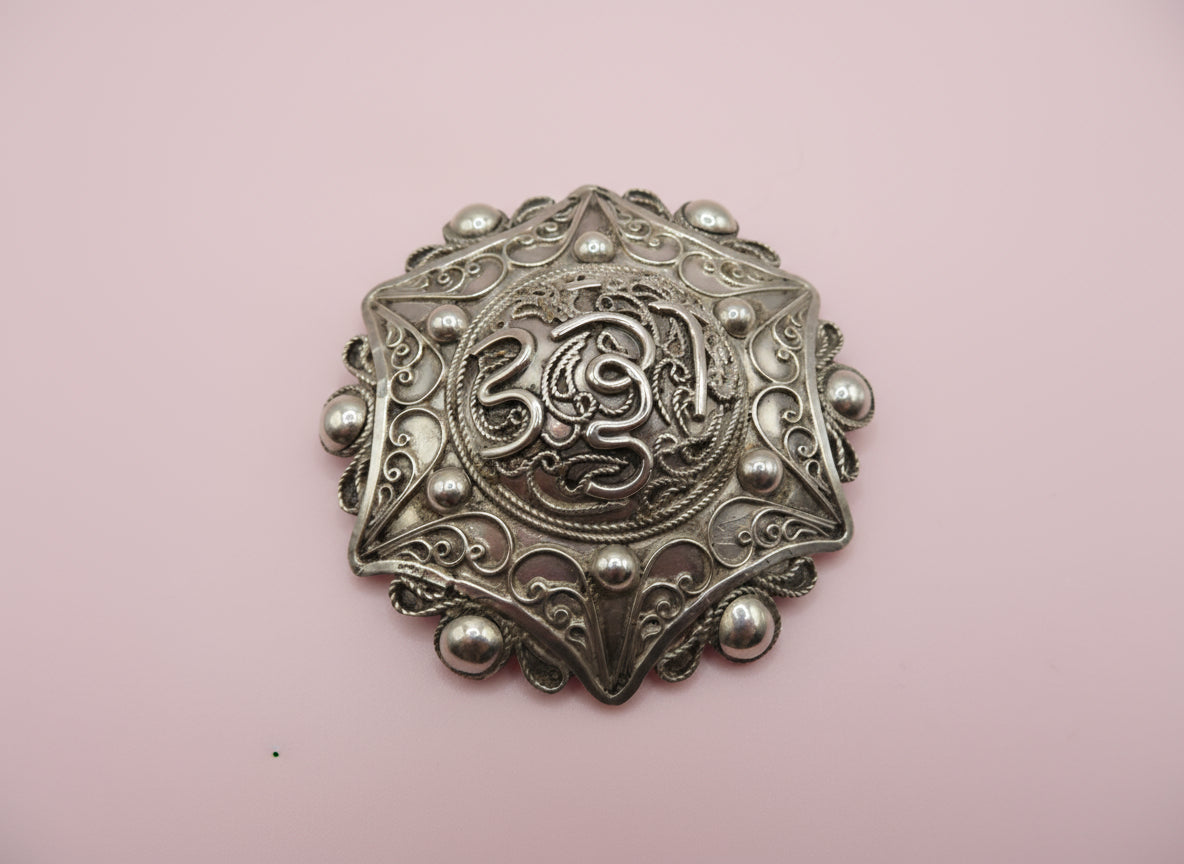 Antique North African Sterling Silver Brooch