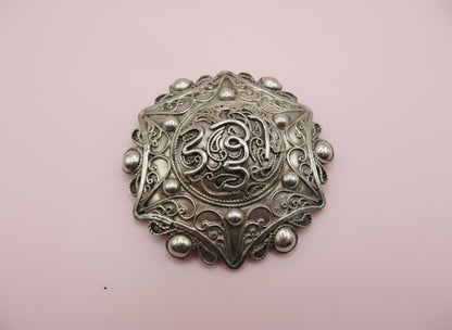 Antique North African Sterling Silver Brooch