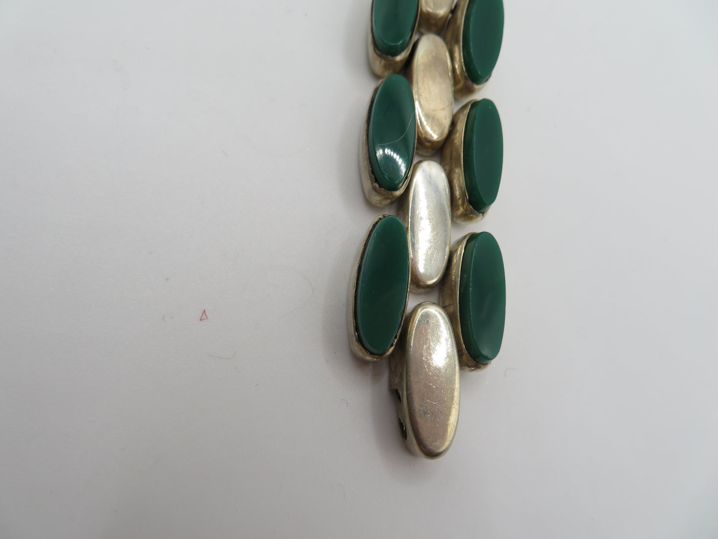 Vintage Sterling Silver Malachite Link Bracelet