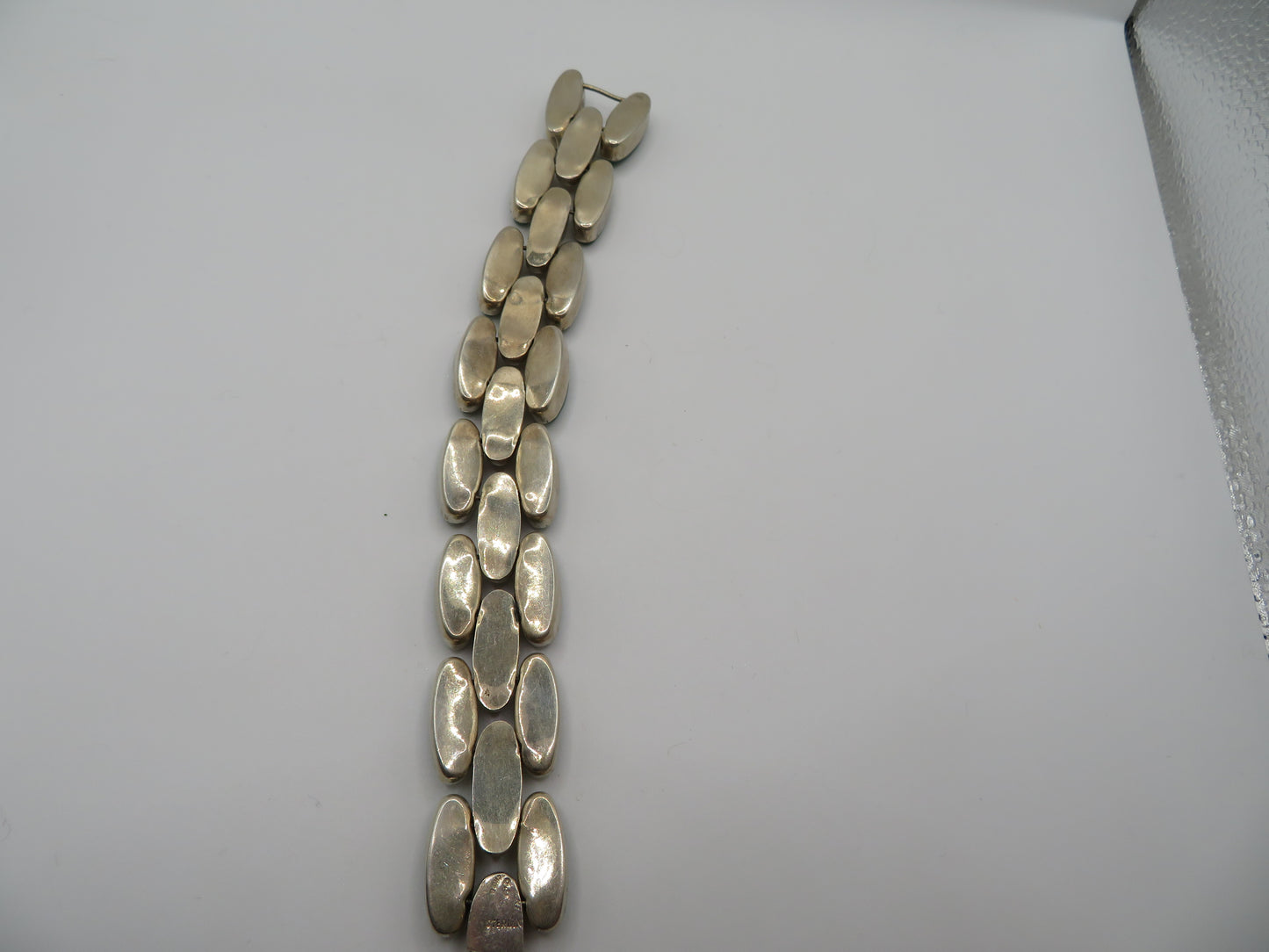 Vintage Sterling Silver Malachite Link Bracelet