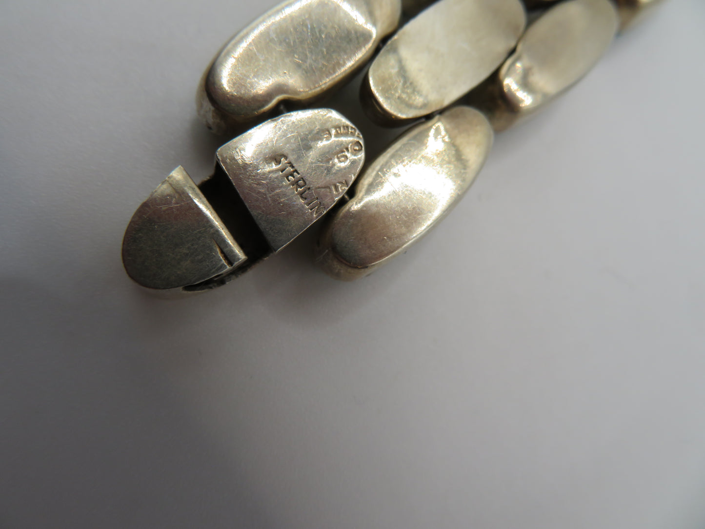 Vintage Sterling Silver Malachite Link Bracelet