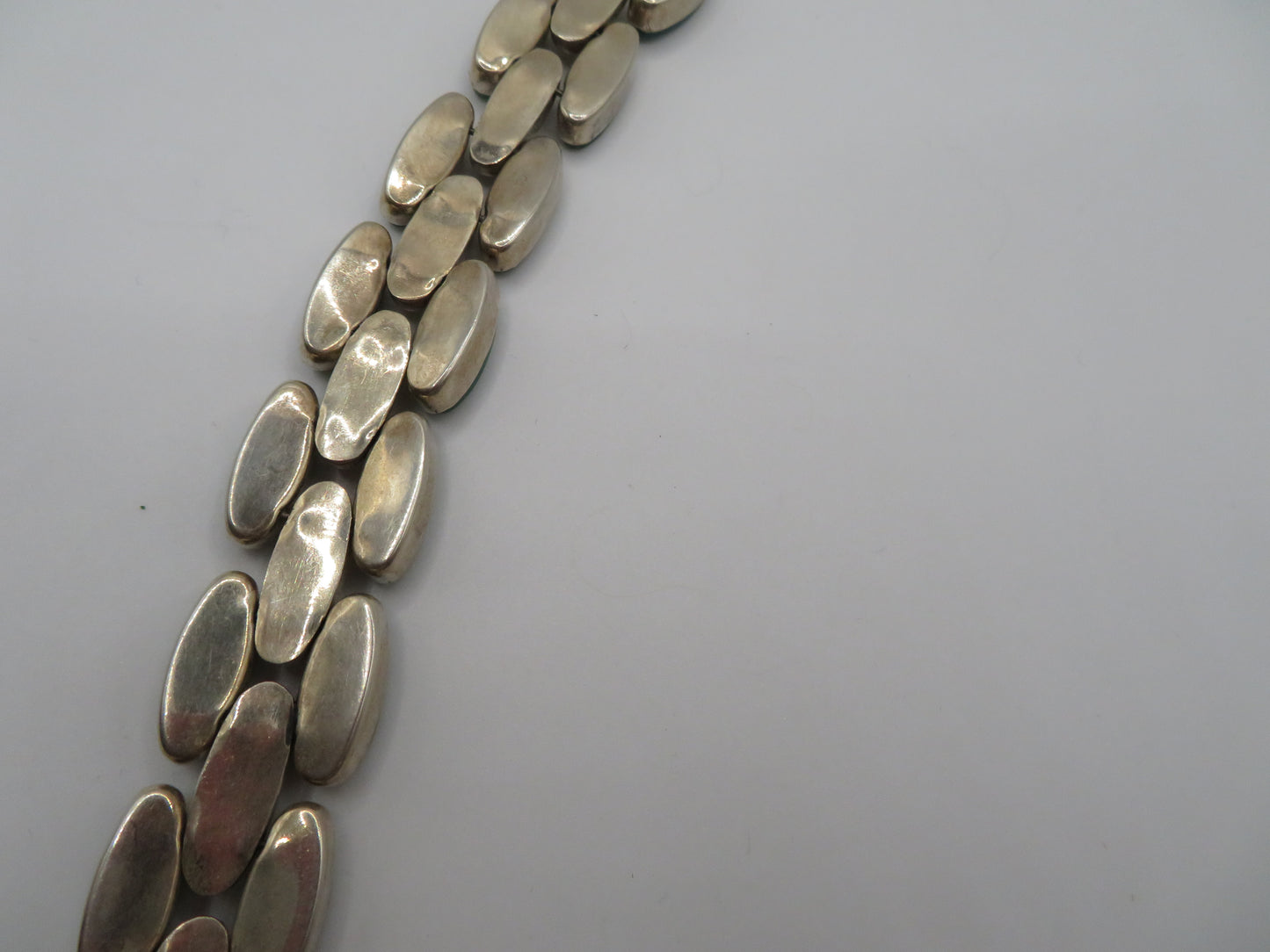 Vintage Sterling Silver Malachite Link Bracelet