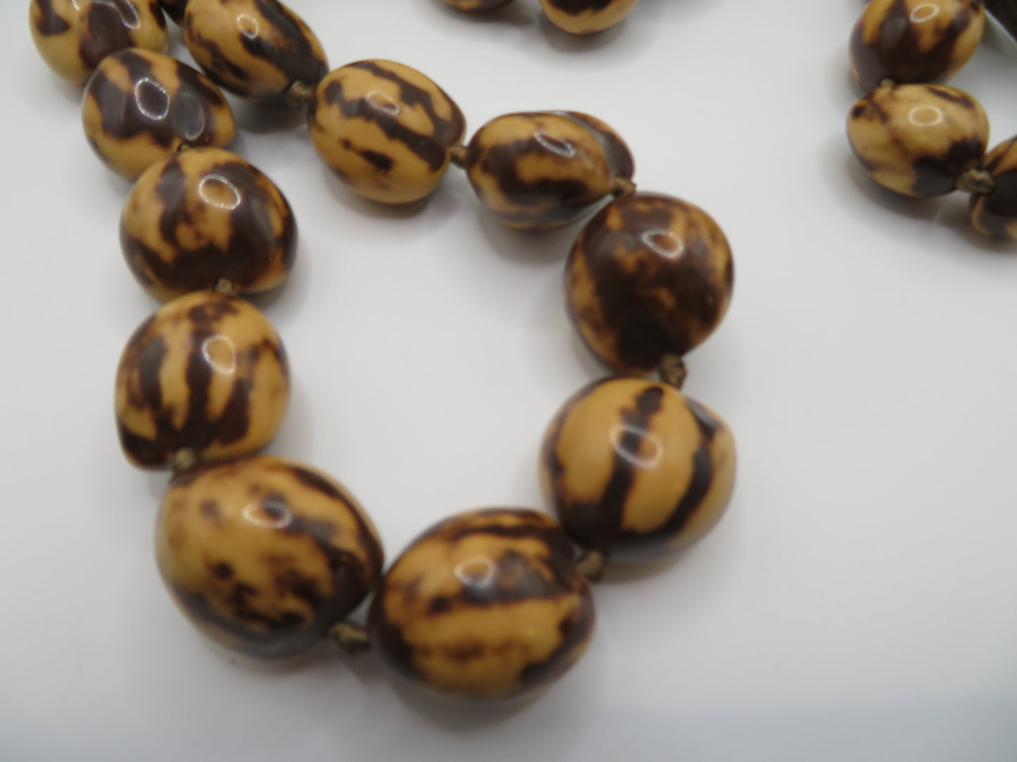 Vintage Hawaiian Kukui Nut Necklace Stack - 3 Stands