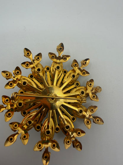 Vintage Emerald Green Midcentury Rhinestone Brooch