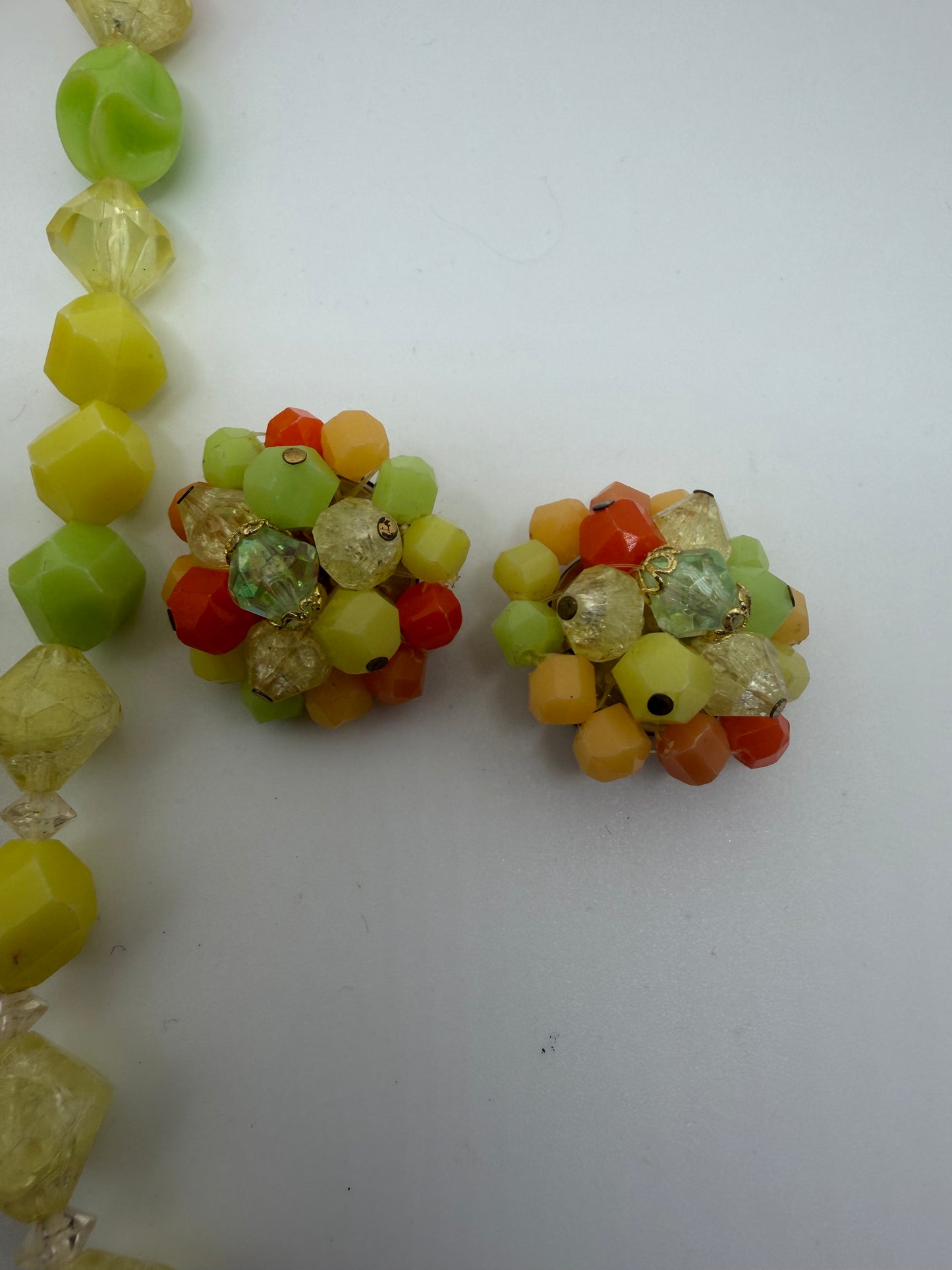 Vintage West Germany Fruit Salad Atomic Beaded Necklace & Earrings Set