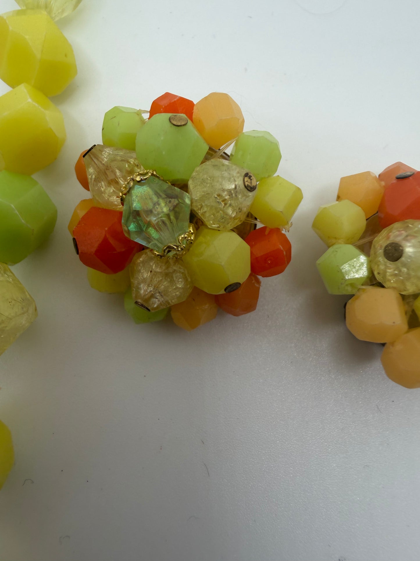 Vintage West Germany Fruit Salad Atomic Beaded Necklace & Earrings Set