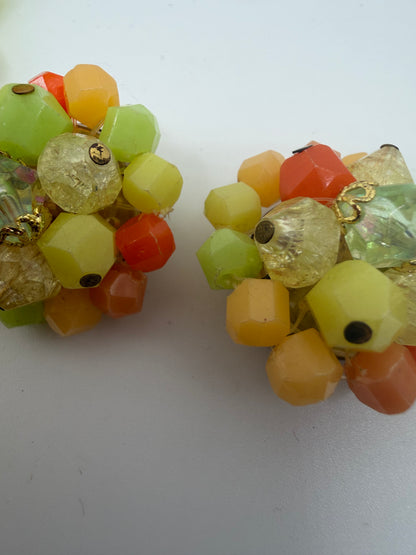 Vintage West Germany Fruit Salad Atomic Beaded Necklace & Earrings Set