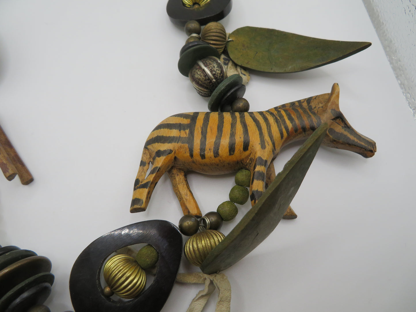 Vintage Massive Wooden Animal Charm Necklace