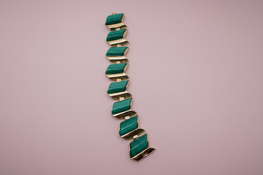 Vintage Midcentury Chunky Thermoset Emerald Hue Bracelet