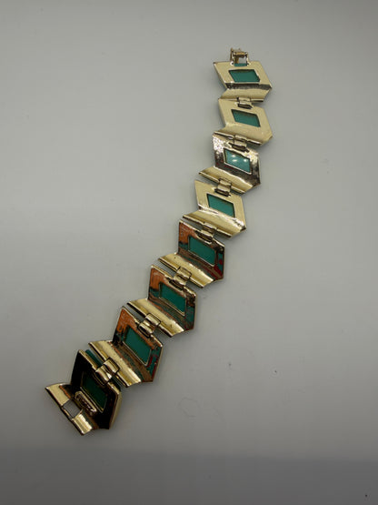Vintage Midcentury Chunky Thermoset Emerald Hue Bracelet