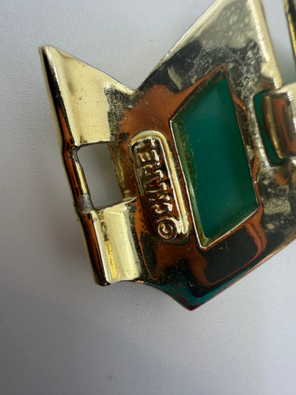 Vintage Midcentury Chunky Thermoset Emerald Hue Bracelet