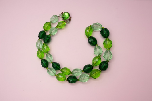Vintage West Germany Green Salad Beaded Necklace