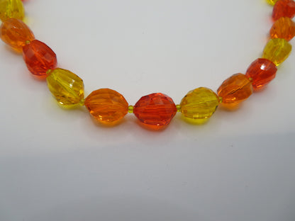 Vintage Sunset Jelly Bean Beaded West German Chunky Necklace
