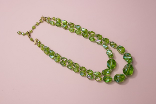 Vintage West Germany Lime Green Double Strand Necklace