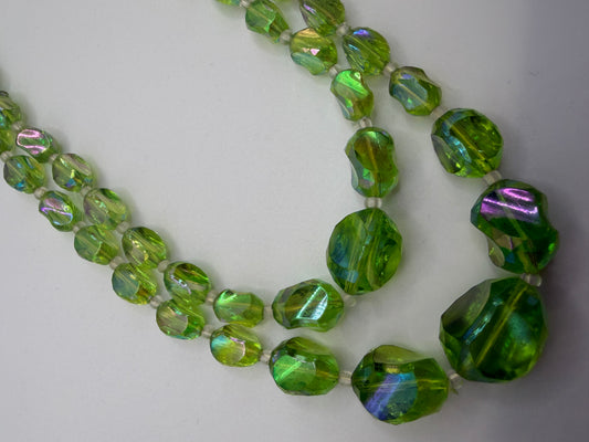 Vintage West Germany Lime Green Double Strand Necklace