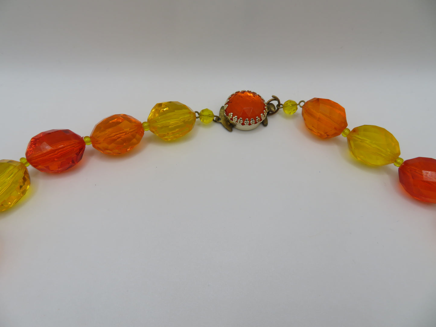 Vintage Sunset Jelly Bean Beaded West German Chunky Necklace