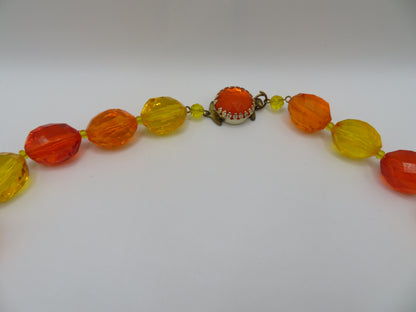 Vintage Sunset Jelly Bean Beaded West German Chunky Necklace