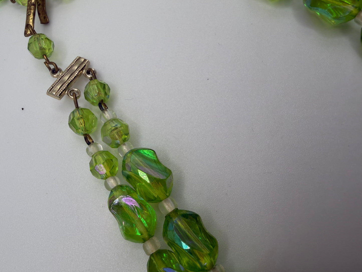 Vintage West Germany Lime Green Double Strand Necklace