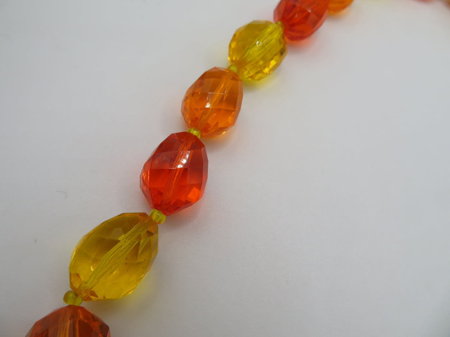 Vintage Sunset Jelly Bean Beaded West German Chunky Necklace