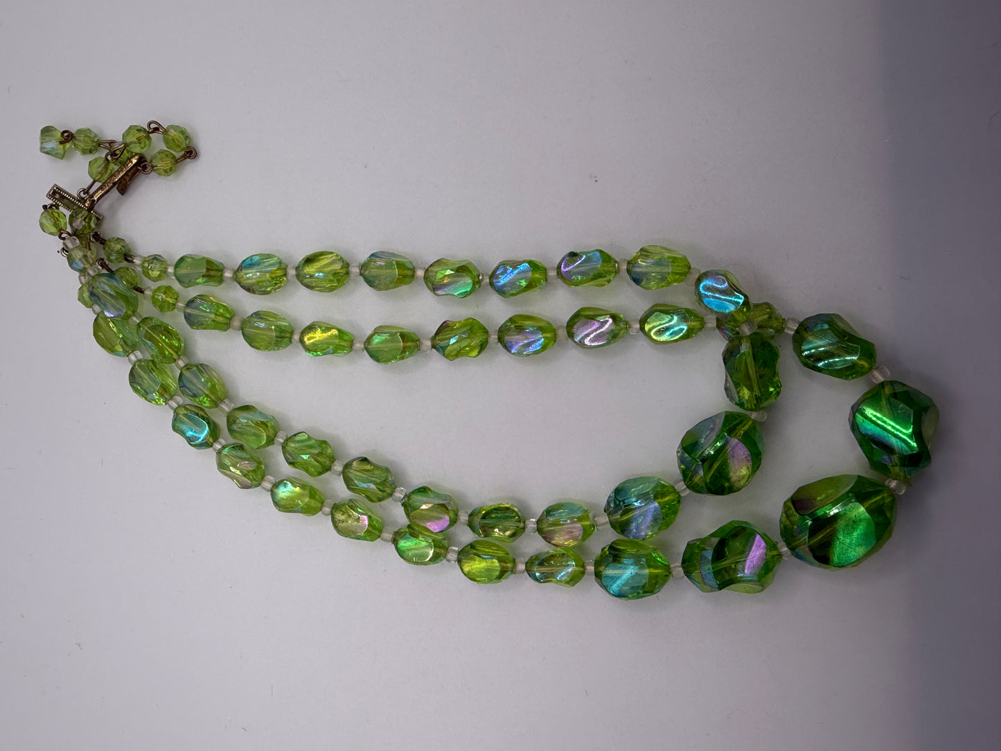 Vintage West Germany Lime Green Double Strand Necklace
