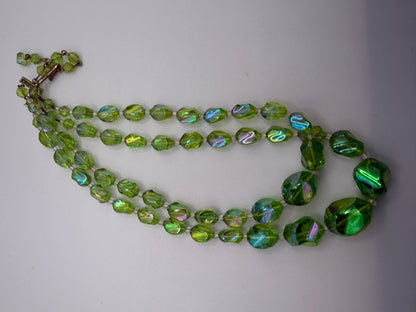 Vintage West Germany Lime Green Double Strand Necklace