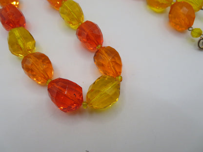 Vintage Sunset Jelly Bean Beaded West German Chunky Necklace